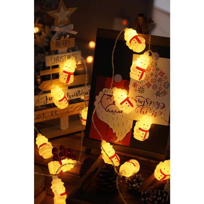 LED гірлянда 20xLED/3xAA/тепле біле 3,3m сніговики