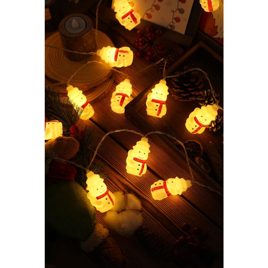 LED гірлянда 20xLED/3xAA/тепле біле 3,3m сніговики