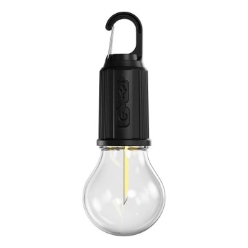 Retlux - LED-ліхтар із регулюванням яскравості, перезаряджуваний, LED/0,3W/USB 400 mAh IP44 чорний