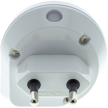 LED Навігаційний світильник з датчиком в розетку LED/0,4W/230V 3000K білий