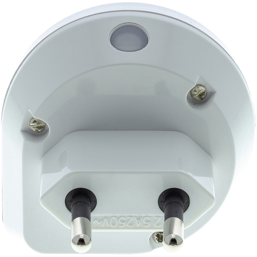 LED Навігаційний світильник з датчиком в розетку LED/0,4W/230V 3000K білий