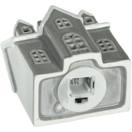 LED Порцелянова прикраса LED/2xLR44/теплий білий будиночок сірий