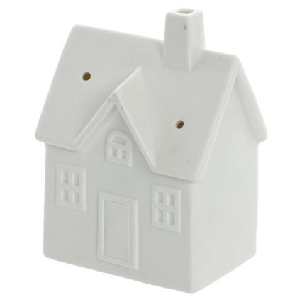LED Порцелянова прикраса LED/3xLR44/теплий білий будиночок білий
