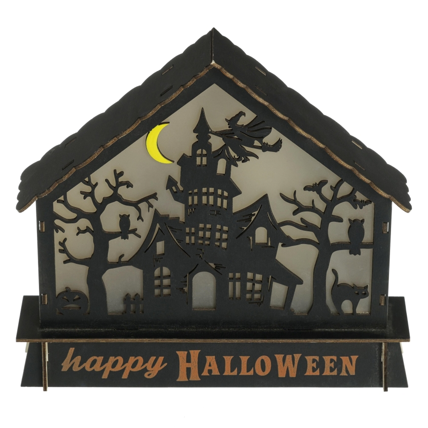 LED Прикраса HALLOWEEN LED/2xAA/кольоровий будинок з привидами