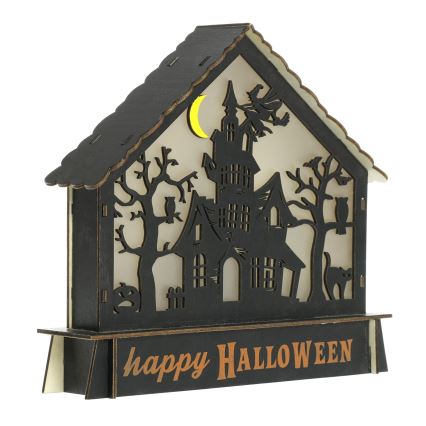 LED Прикраса HALLOWEEN LED/2xAA/кольоровий будинок з привидами