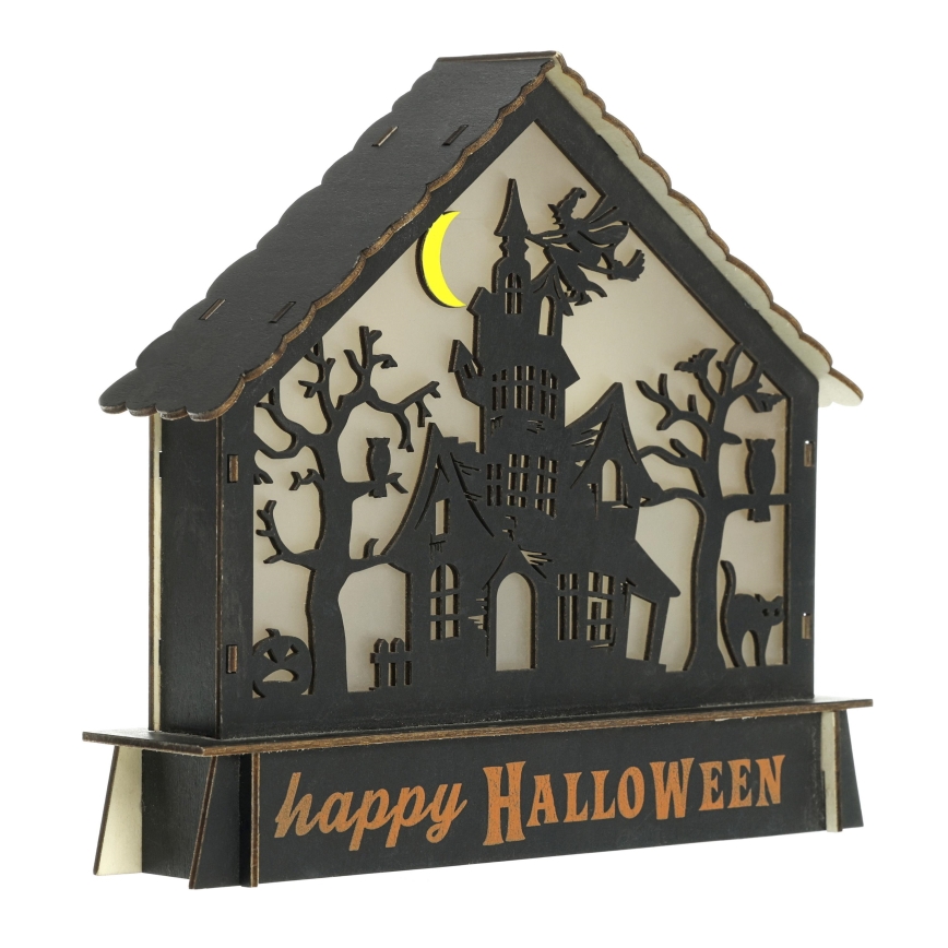 LED Прикраса HALLOWEEN LED/2xAA/кольоровий будинок з привидами