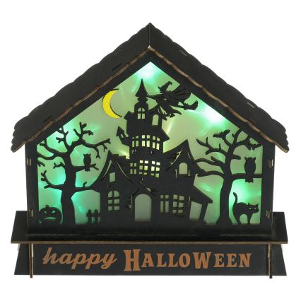 LED Прикраса HALLOWEEN LED/2xAA/кольоровий будинок з привидами