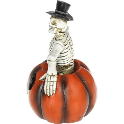 LED Прикраса HALLOWEEN LED/2xLR44/теплий білий скелет у гарбузі смола