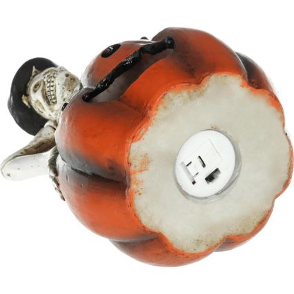 LED Прикраса HALLOWEEN LED/2xLR44/теплий білий скелет у гарбузі смола