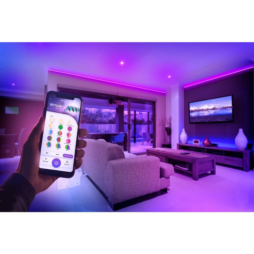 Світлодіодна RGBW розумна димована стрічка 5м LED/230В 2700-6500K Wi-Fi Tuya + пульт дистанційного керування