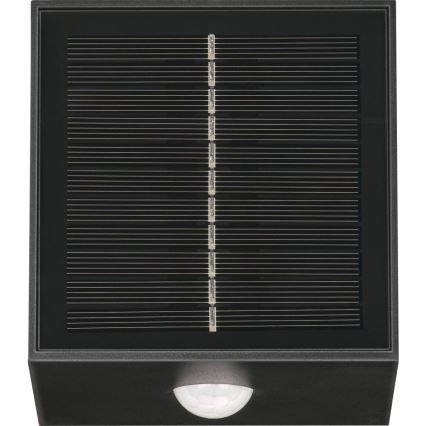 LED сонячний настінний світильник з датчиком LED/1W/3,7V 1200 mAh IP44 чорний