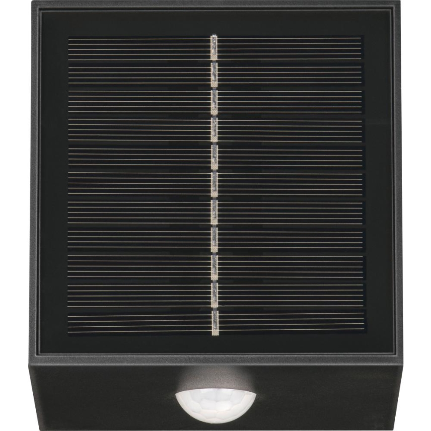 LED сонячний настінний світильник з датчиком LED/1W/3,7V 1200 mAh IP44 чорний