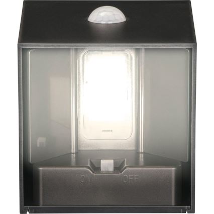 LED сонячний настінний світильник з датчиком LED/1W/3,7V 1200 mAh IP44 чорний