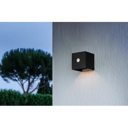 Retlux - LED сонячний настінний світильник з датчиком LED/1W/3,7V 1200 mAh IP44 чорний