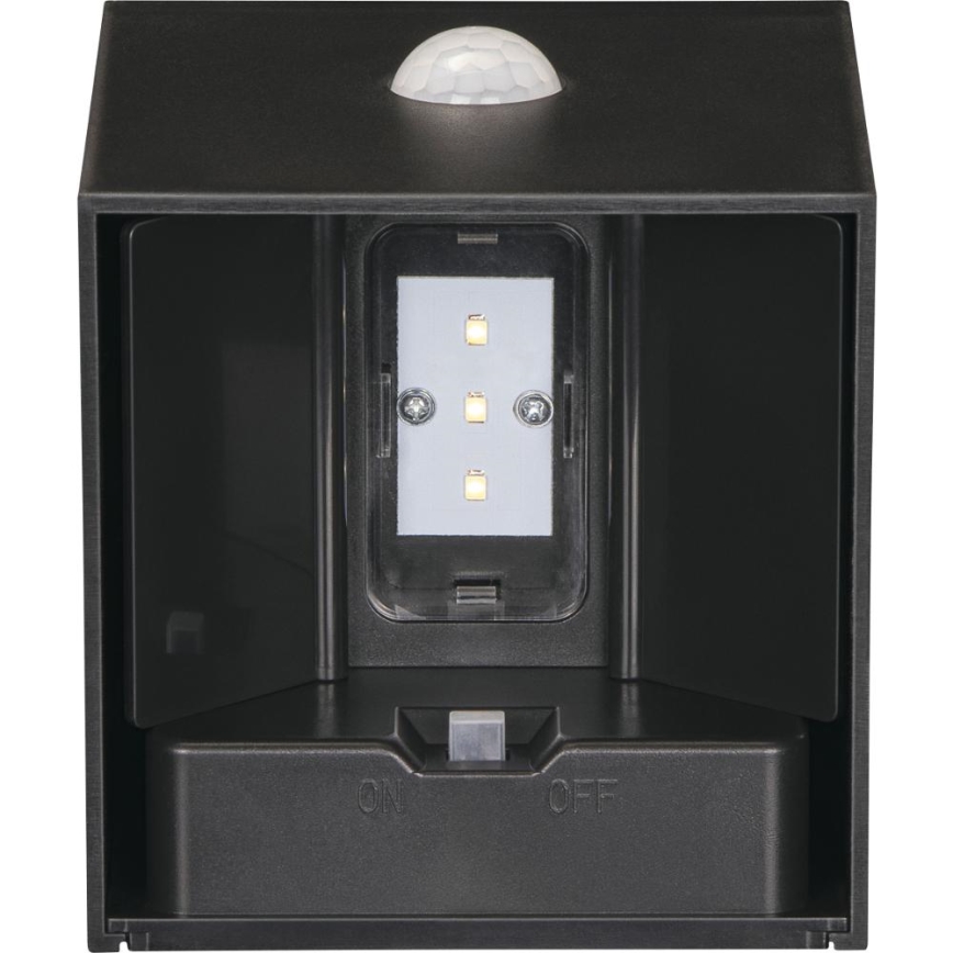 Retlux - LED сонячний настінний світильник з датчиком LED/1W/3,7V 1200 mAh IP44 чорний