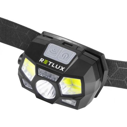 LED акумуляторний налобний ліхтар з датчиком LED/3W/900 mAh IP44 чорний