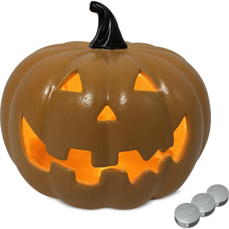 LED Керамічний гарбуз HALLOWEEN LED/3xLR44/теплий білий