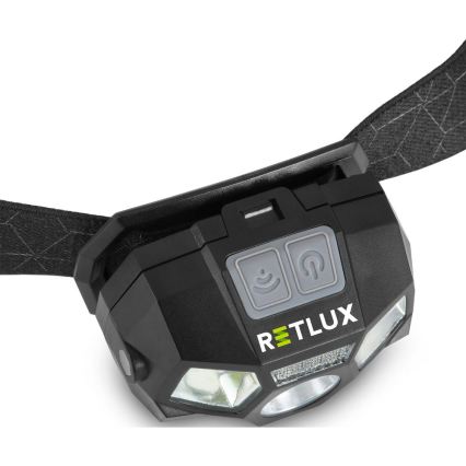 Аккумуляторный налобный фонарь с LED‑светодиодом и датчиком, 3W/900 mAh, IP44, черный