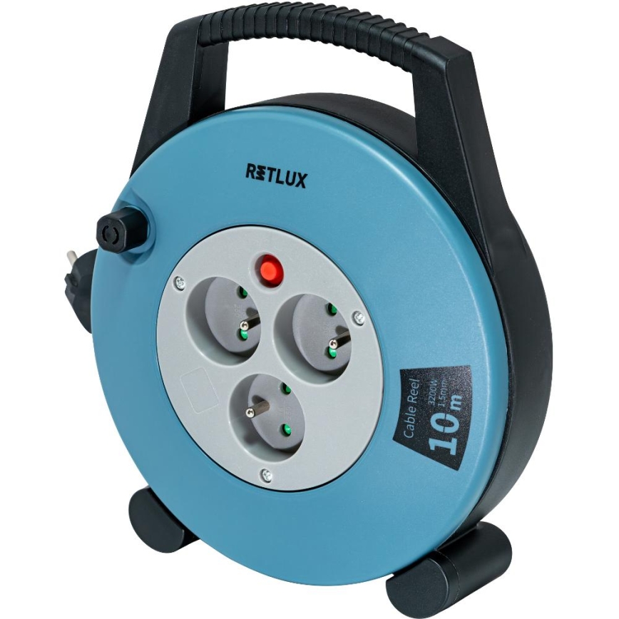 Retlux - Подовжувач на котушці 3Z тип E 10 м синій/чорний