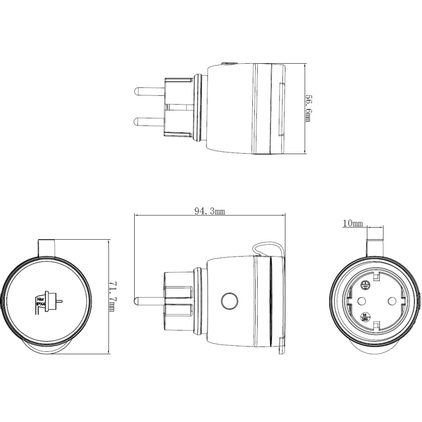 Розумна вулична розетка 3680W/230V/Тип F SCHUKO/16A Wi-Fi IP44