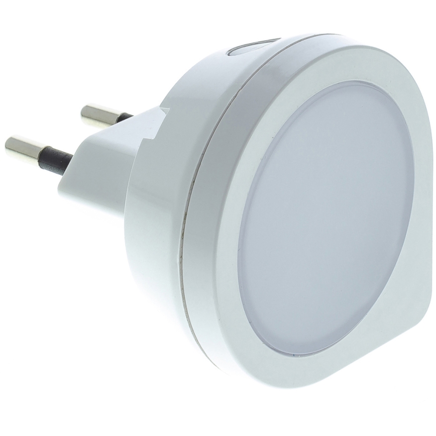 Светодиодный навигационный светильник в розетку с датчиком LED/0,4W/230V 3000K белый