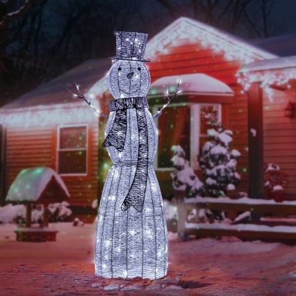 Світлодіодні вуличні різдвяні декорації LED/3,6W/230V/холодний білий 124 см IP44 сніговик