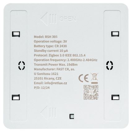 Умный 4-кнопочный выключатель 1xCR2430 белый