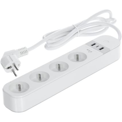 Умный удлинительный кабель с выключателем 4Z Тип E + 2x USB-A + 1x USB-C 1,5 м Wi-Fi Tuya белый