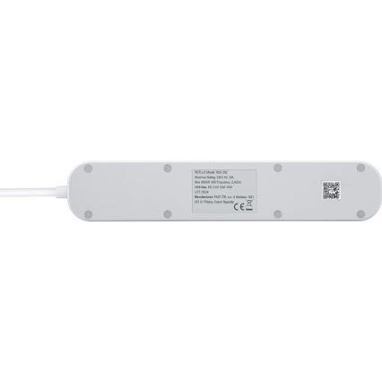 Умный удлинительный кабель с выключателем 4Z Тип E + 2x USB-A + 1x USB-C 1,5 м Wi-Fi Tuya белый