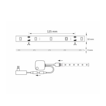 RGB LED Димерна стрічка Wi-Fi + музична функція LED/20W 5 м Tuya