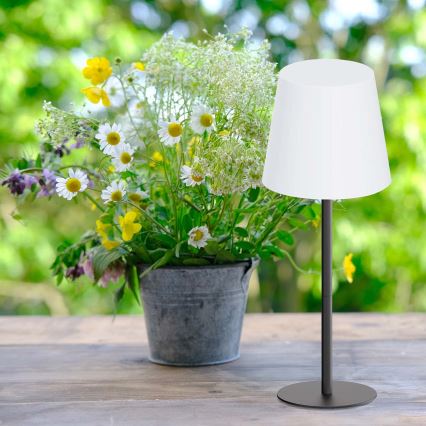 LED RGBW диммируемая сенсорная уличная настольная лампа LUCIA LED/2W/5V 1800/2700/6500K 3600 mAh IP44 чёрная