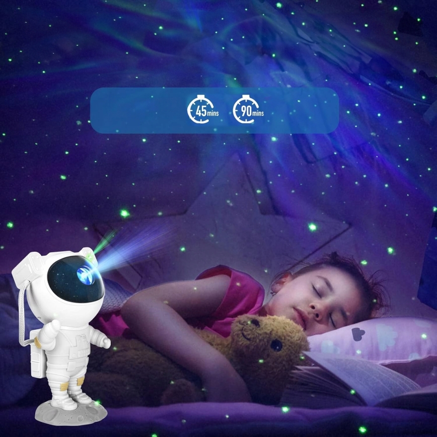 RGB LED-проектор LED/5W/5V в форме астронавта + пульт дистанционного управления