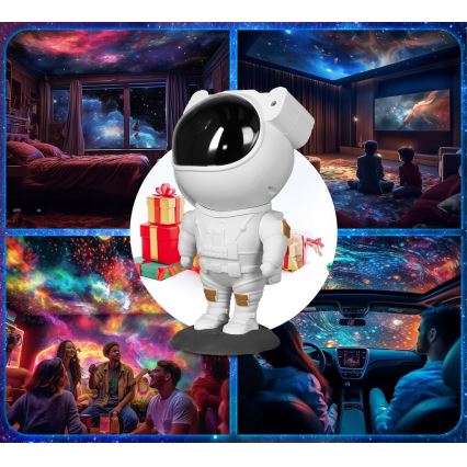 RGB LED-проектор LED/5W/5V в форме астронавта + пульт дистанционного управления