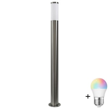 RGBW LED диммируемый уличный светильник LIVIA 1xE27/6,5W/230V 2700-6500K Wi-Fi 100 см IP44 серебристый