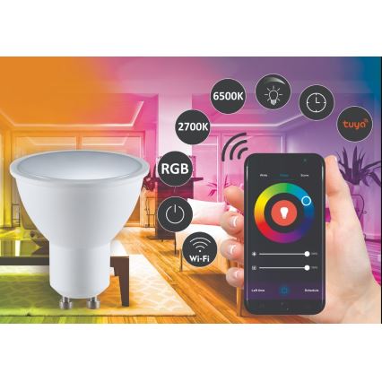 RGBW Світлодіодна лампочка з регулюванням яскравості G45 GU10/5,5W/230V 2700-6500K Wi-Fi Tuya