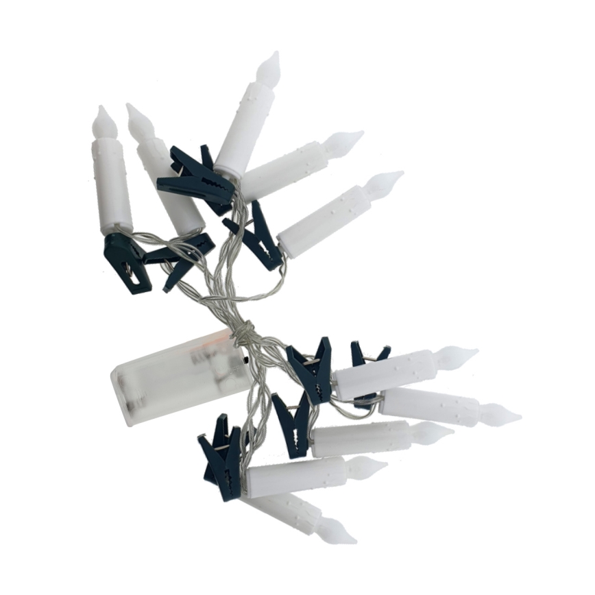 Різдвяна декоративна гірлянда LED 10xLED/2xAA 1,65 m тепле біле світло, у вигляді свічок