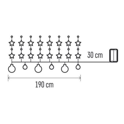Різдвяна LED гірлянда 20xLED/2xAA 2,2 м теплий білий