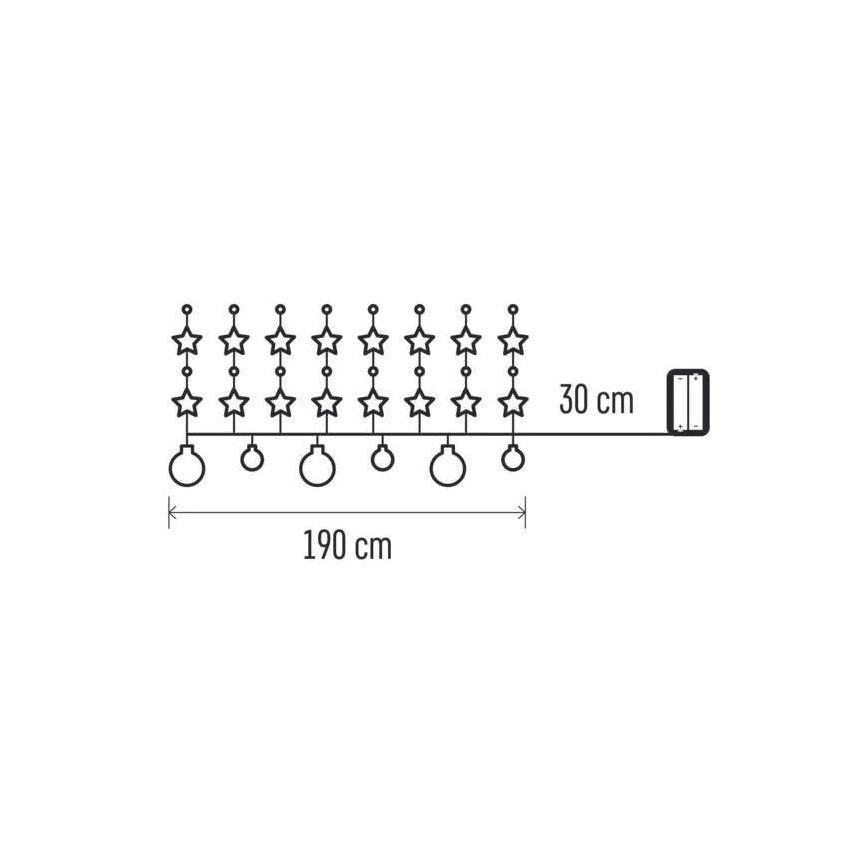 Різдвяна LED гірлянда 20xLED/2xAA 2,2 м теплий білий