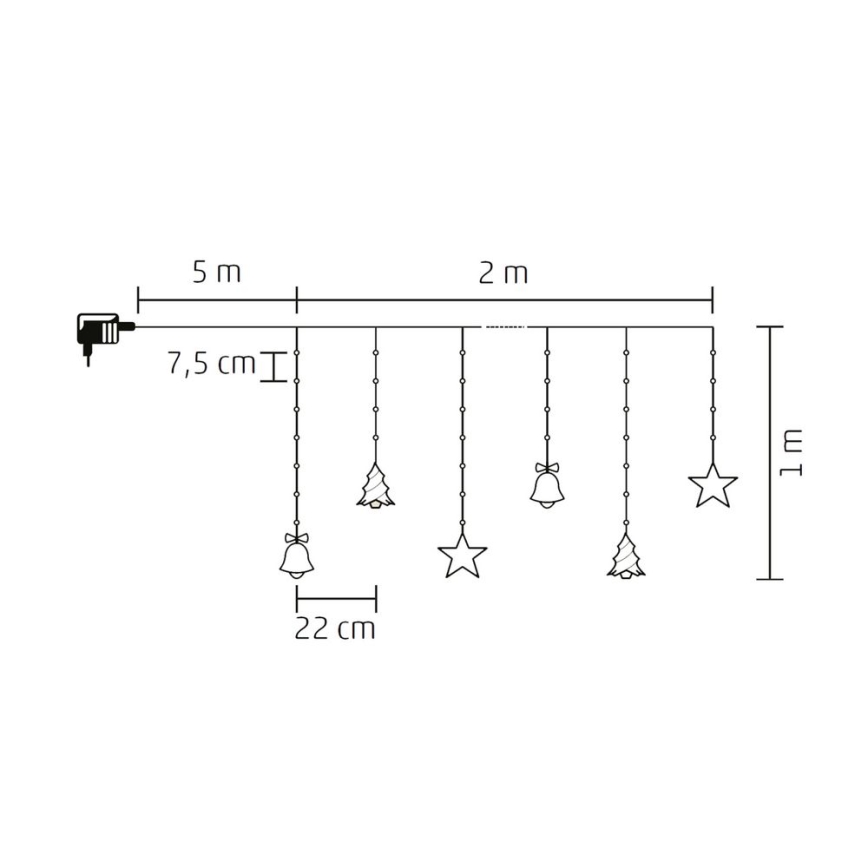 Різдвяна LED гірлянда для зовнішнього використання 186xLED 7m IP44 холодне біле світло