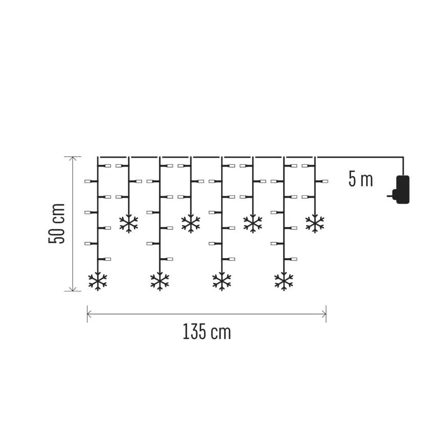 Різдвяна LED-завіса 60 LED/1,35 Вт 635x50 см холодний білий