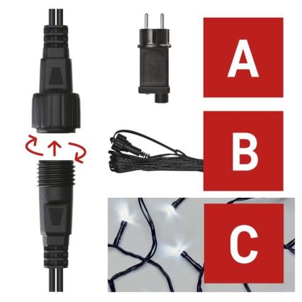 Різдвяна вулична LED гірлянда 100xLED/15м IP44 холодне біле світло