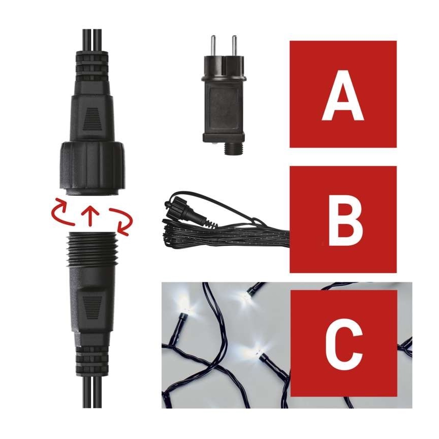 Різдвяна вулична LED гірлянда 100xLED/15м IP44 холодне біле світло