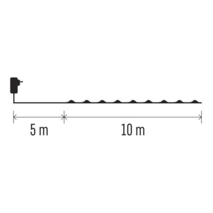 Різдвяна вулична LED гірлянда 100xLED/15м IP44 тепле біле світло