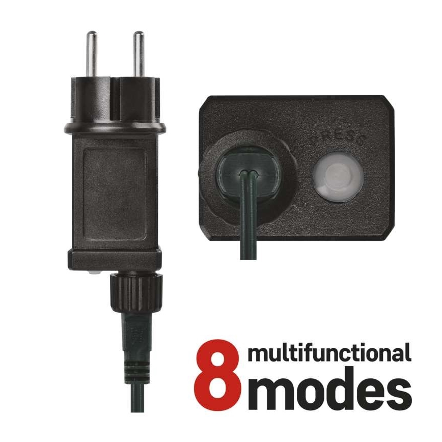 Різдвяна вулична світлодіодна гірлянда 50xLED/8 режимів 14,8м IP44 кольорова