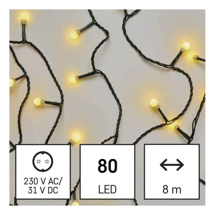 Різдвяна вулична світлодіодна гірлянда 80xLED/13м IP44 теплий білий