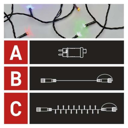 Різдвяна вулична LED гірлянда 100xLED/15м IP44 кольорова