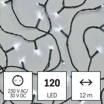 Різдвяна вулична світлодіодна гірлянда 120xLED/17м IP44 холодний білий