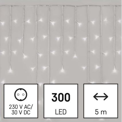 Різдвяна вулична світлодіодна гірлянда 300xLED/8 режимів 10м IP44 холодний білий+дистанційне керування