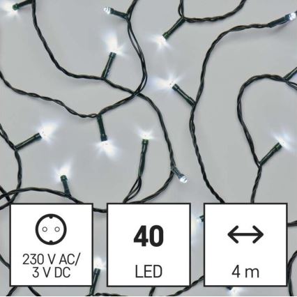 Різдвяна вулична світлодіодна гірлянда 40xLED/9м IP44 холодний білий