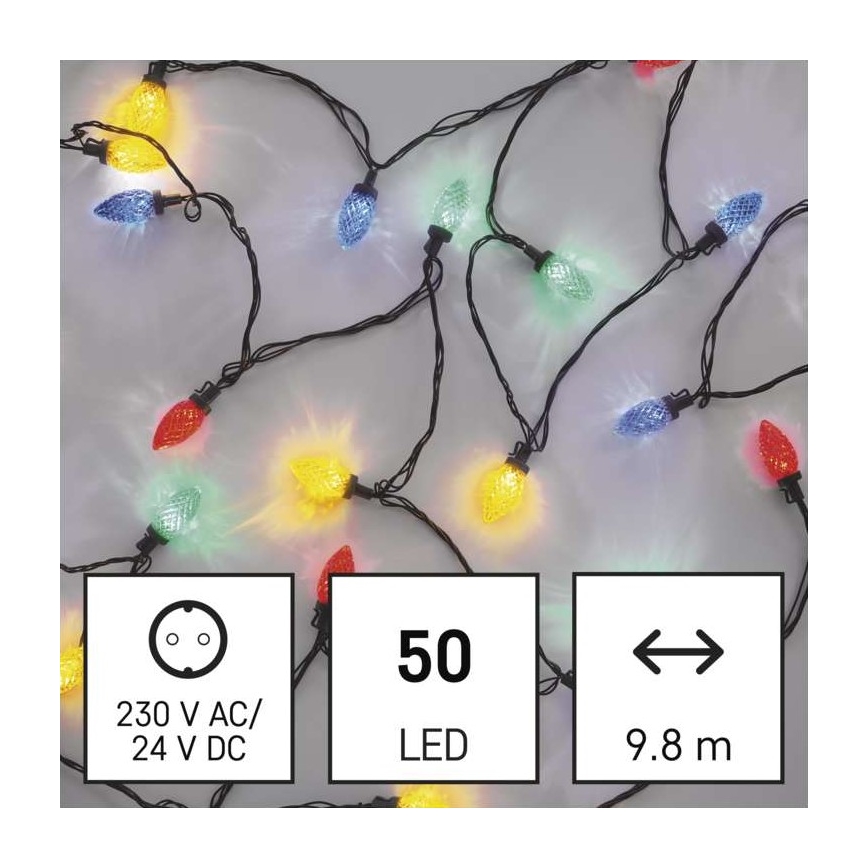 Різдвяна вулична світлодіодна гірлянда 50xLED/8 режимів 14,8м IP44 кольорова